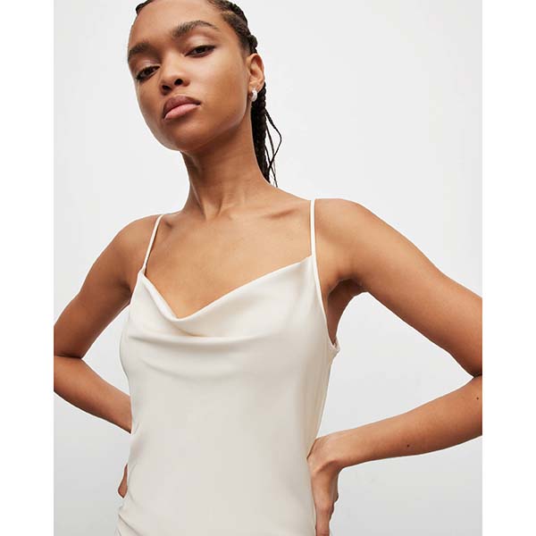 Allsaints Australia Womens Hadley Cowl Neck Midi Slip Dress White AU75-451